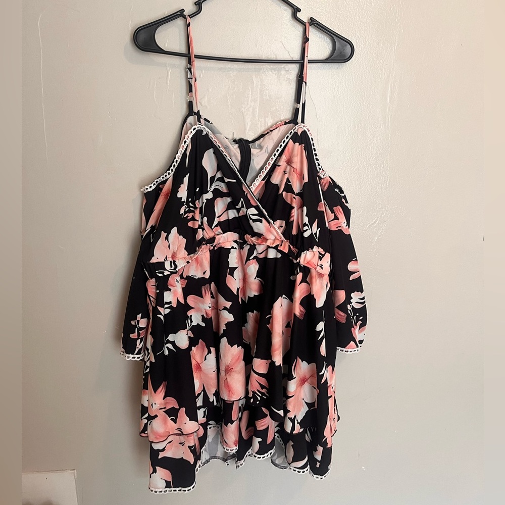 OFF THE SHOULDER ROMPER - SKORT DRESS - SUMMER PLUS FLORAL ROMPER